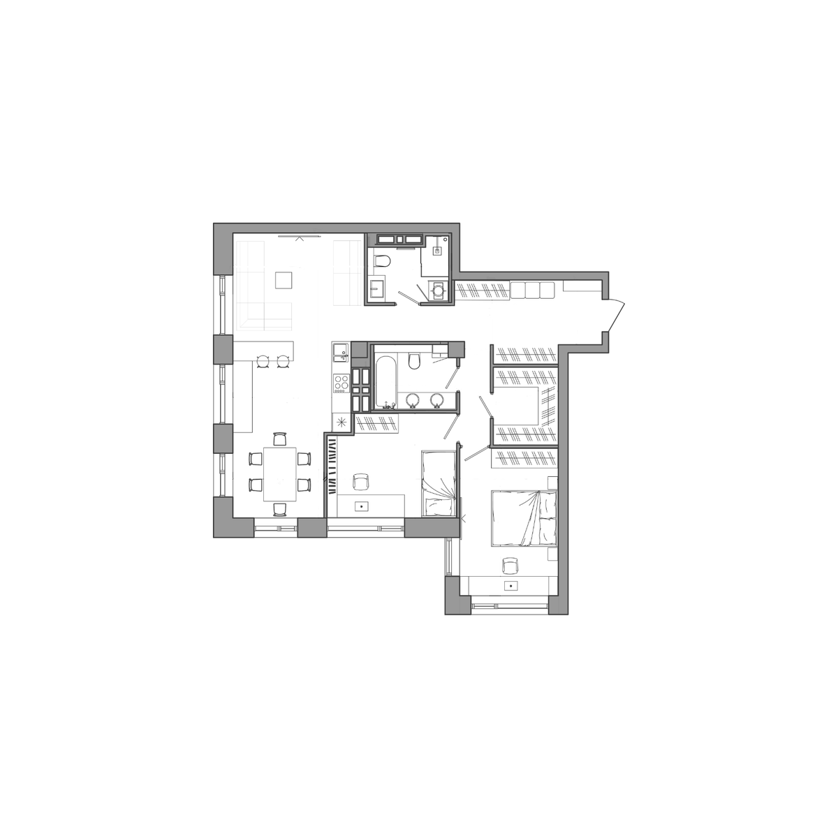 3-комнатная, 91 м², № 163 в Сады Маковского