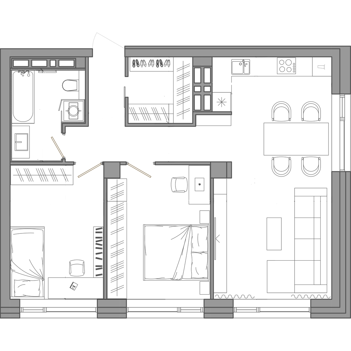 2-комнатная, 71.9 м², № 9 в Сады Маковского