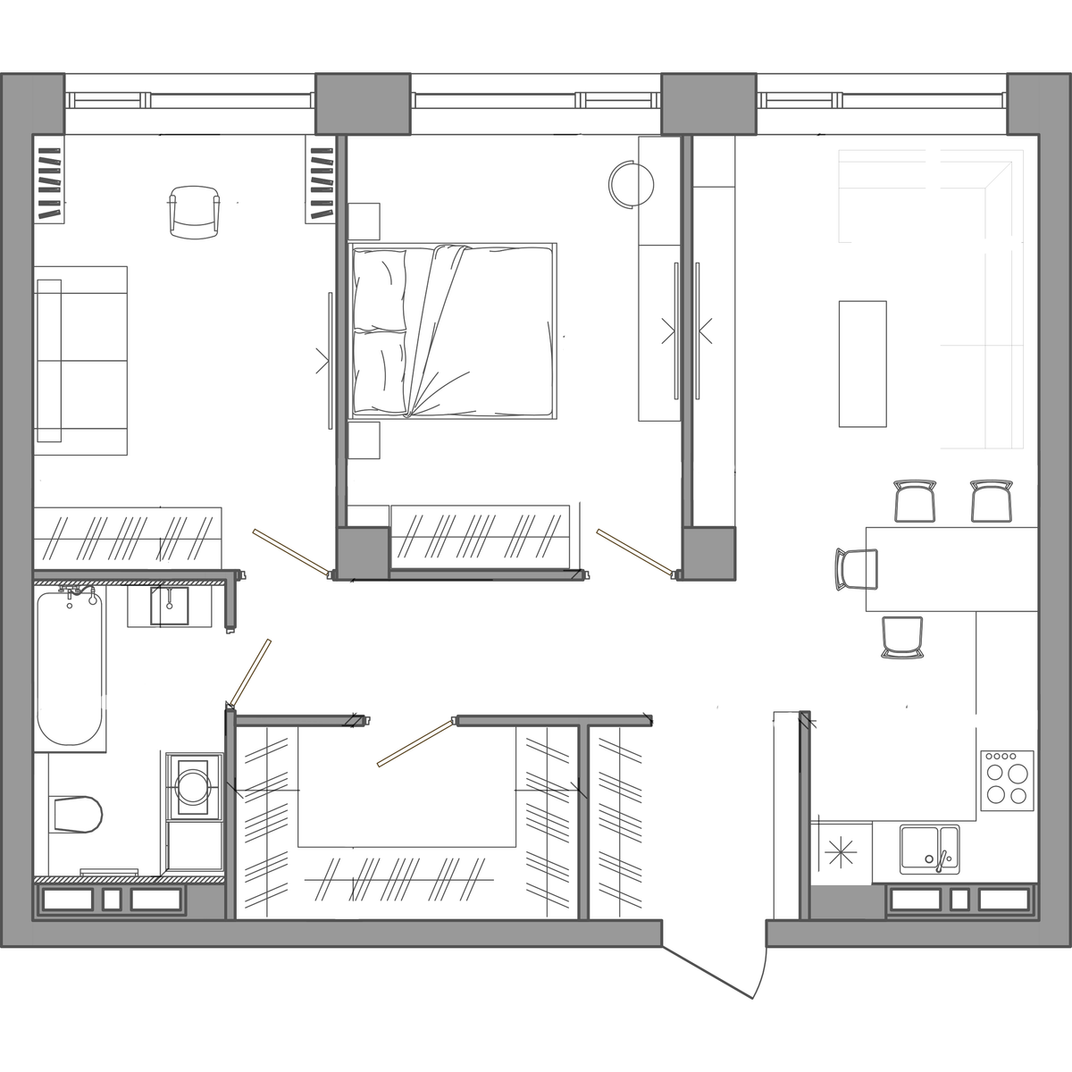 2-комнатная, 69.8 м², № 145 в Сады Маковского