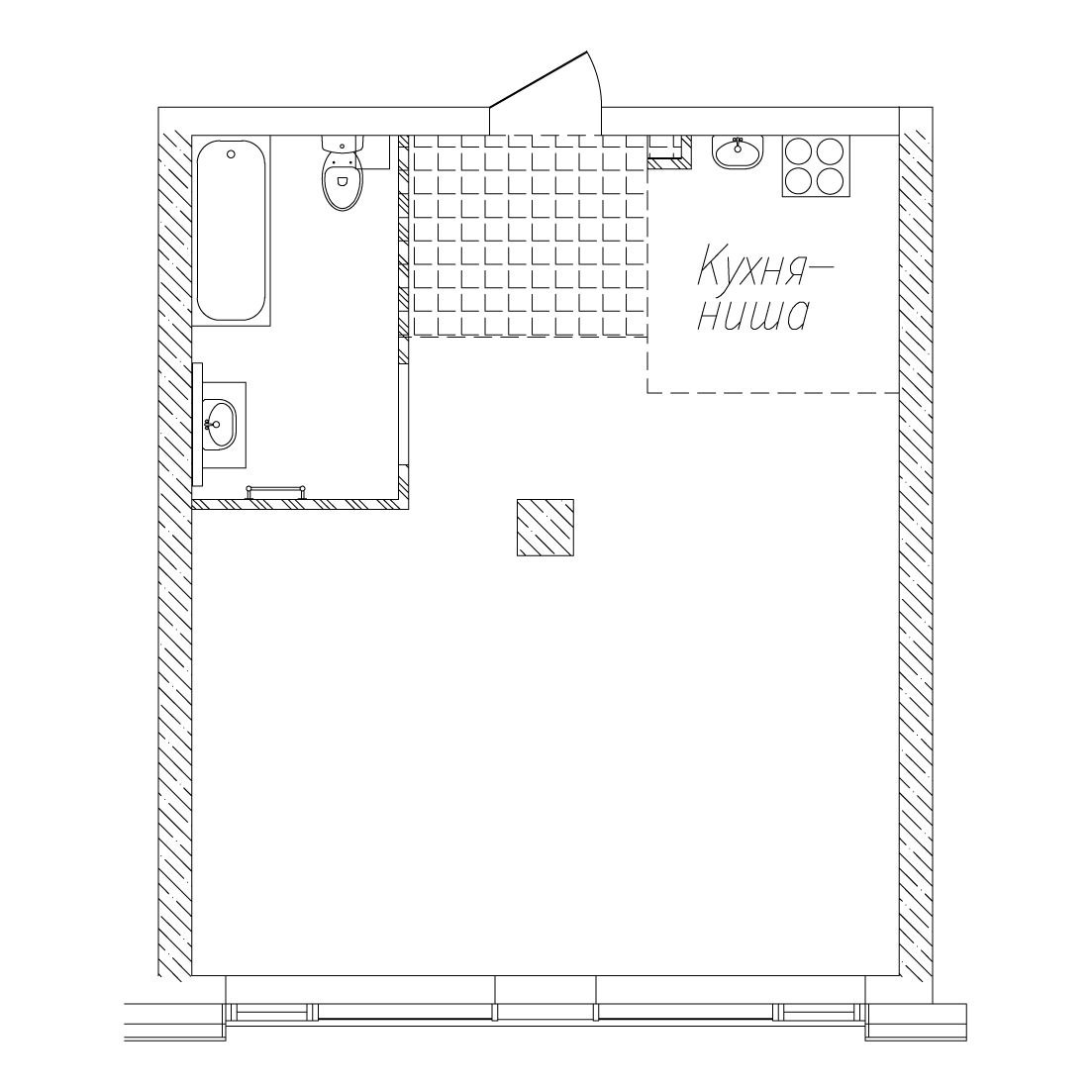 1-комнатная, 46.4 м², № 1 в Сады Маковского