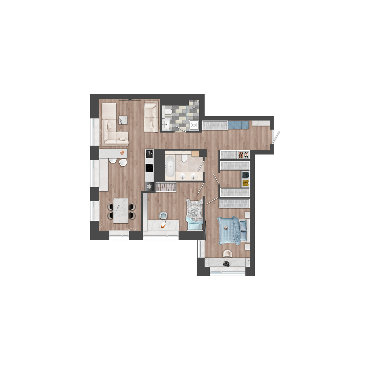 3-комнатная, 91 м², № 163 в Сады Маковского