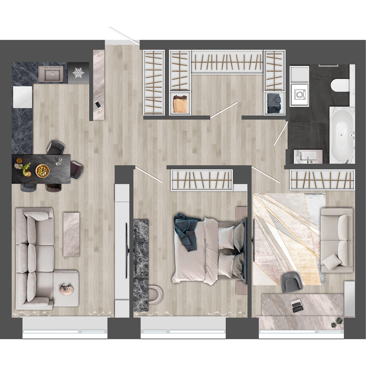 2-комнатная, 69.7 м², № 51 в Сады Маковского