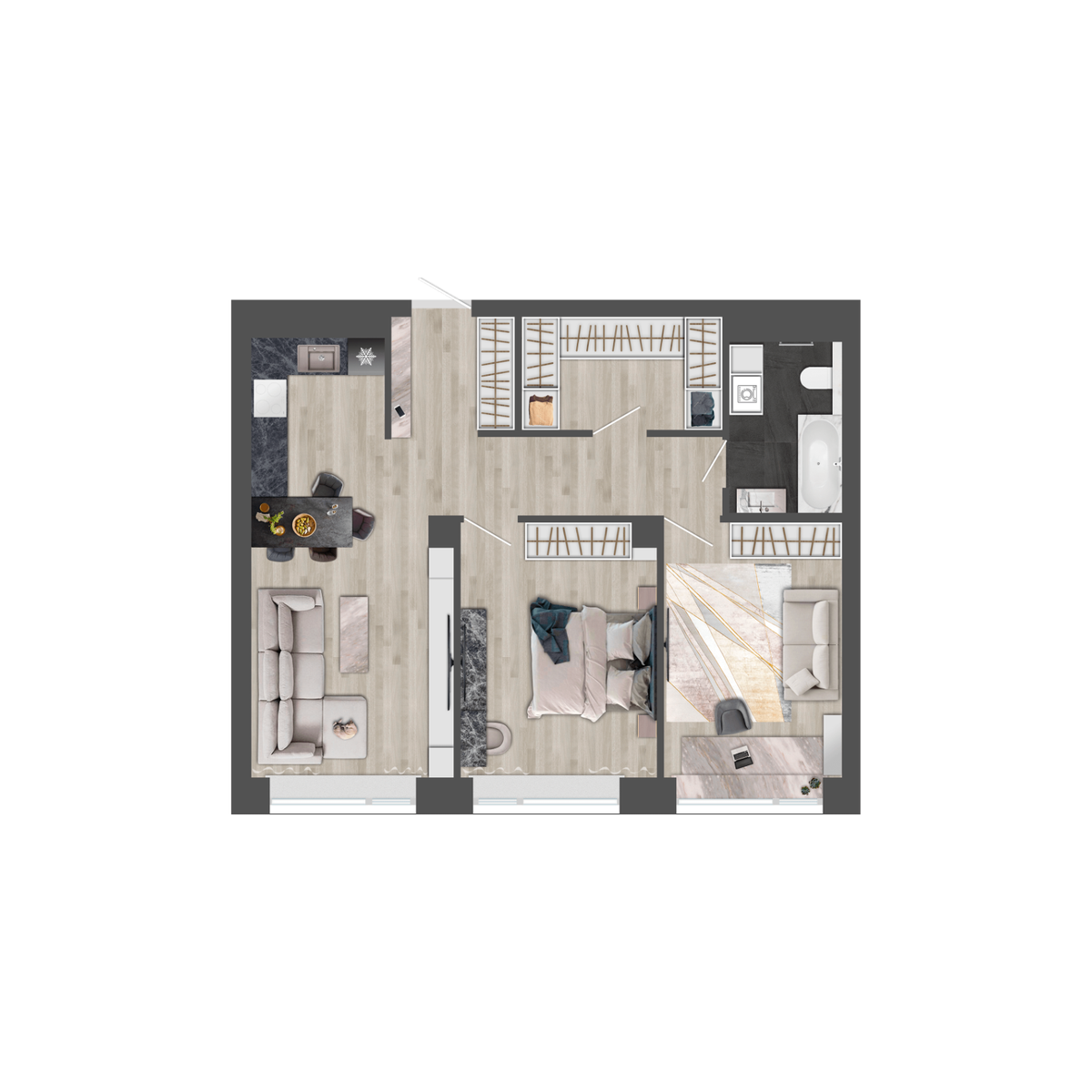 2-комнатная, 69.8 м², № 161 в Сады Маковского