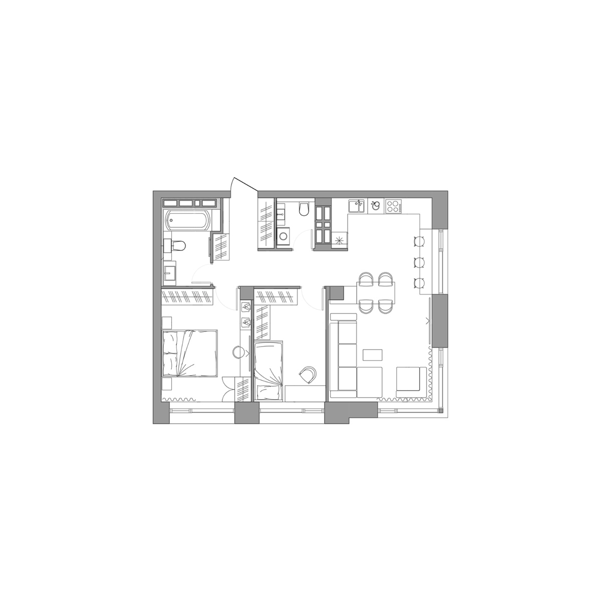2-комнатная, 71.9 м², № 129 в Сады Маковского