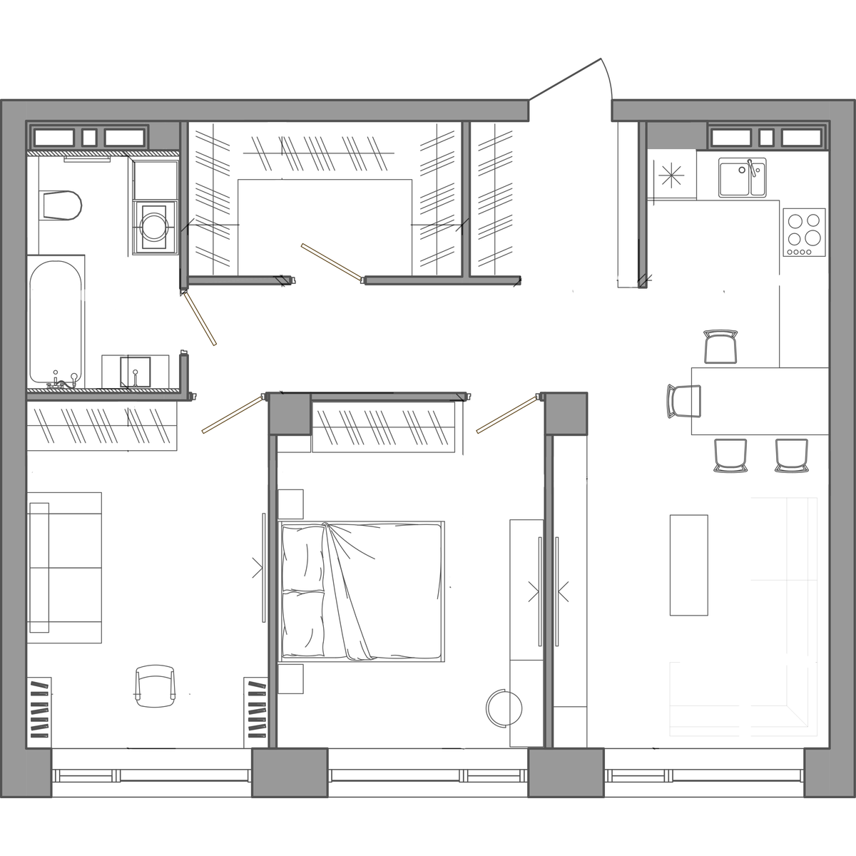 2-комнатная, 69.8 м², № 12 в Сады Маковского