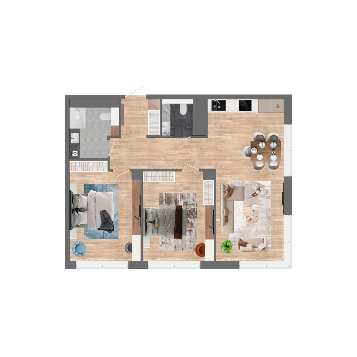 2-комнатная, 71.5 м², № 139 в Сады Маковского