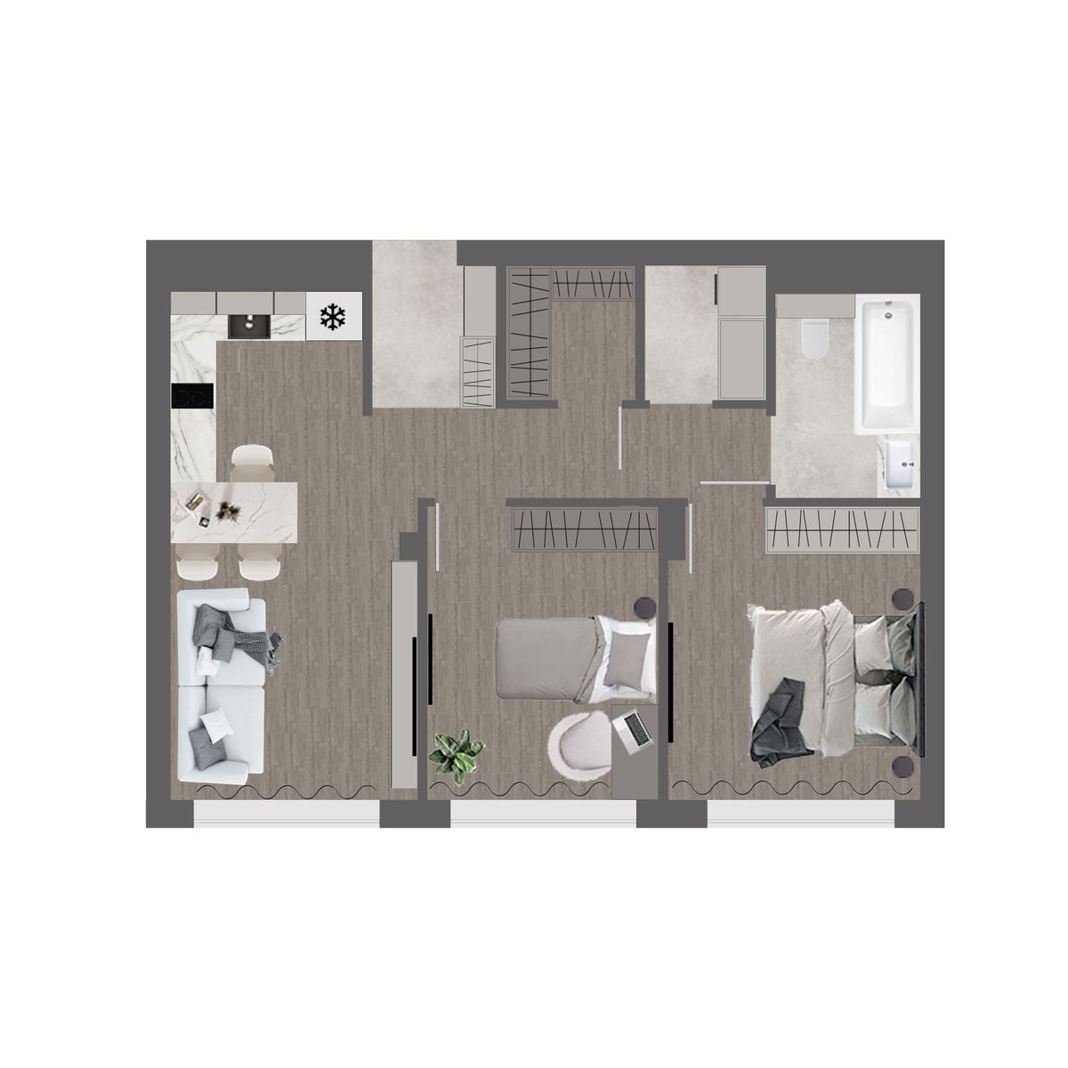 2-комнатная, 70.8 м², № 2 в Сады Маковского