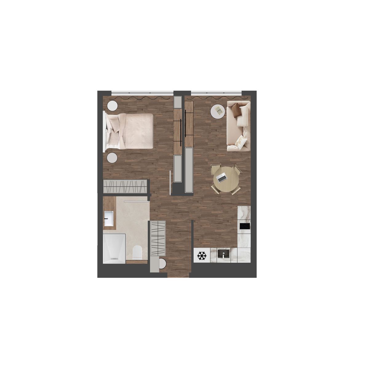 1-комнатная, 45.4 м², № 27 в Сады Маковского
