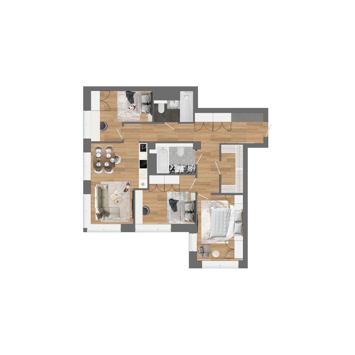 3-комнатная, 90.8 м², № 143 в Сады Маковского