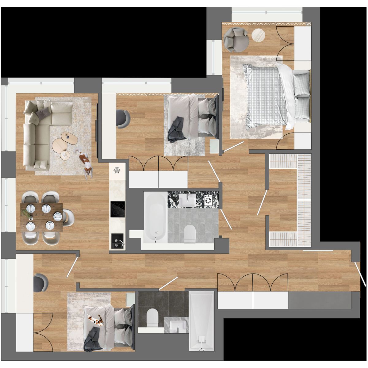 3-комнатная, 90.9 м², № 34 в Сады Маковского