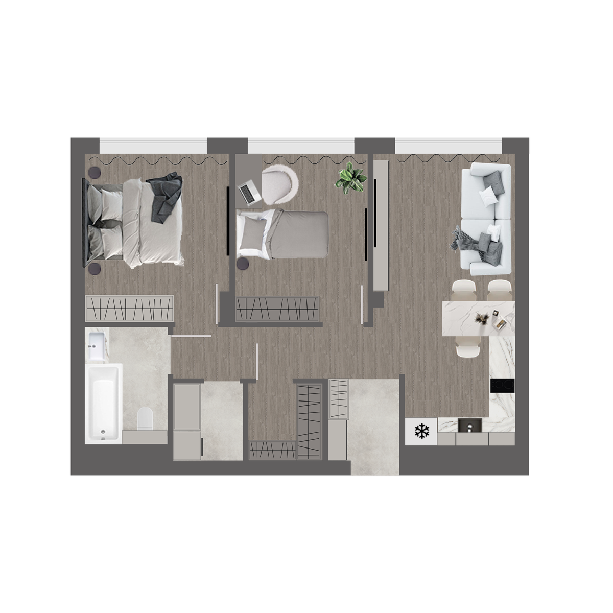 2-комнатная, 69.9 м², № 25 в Сады Маковского