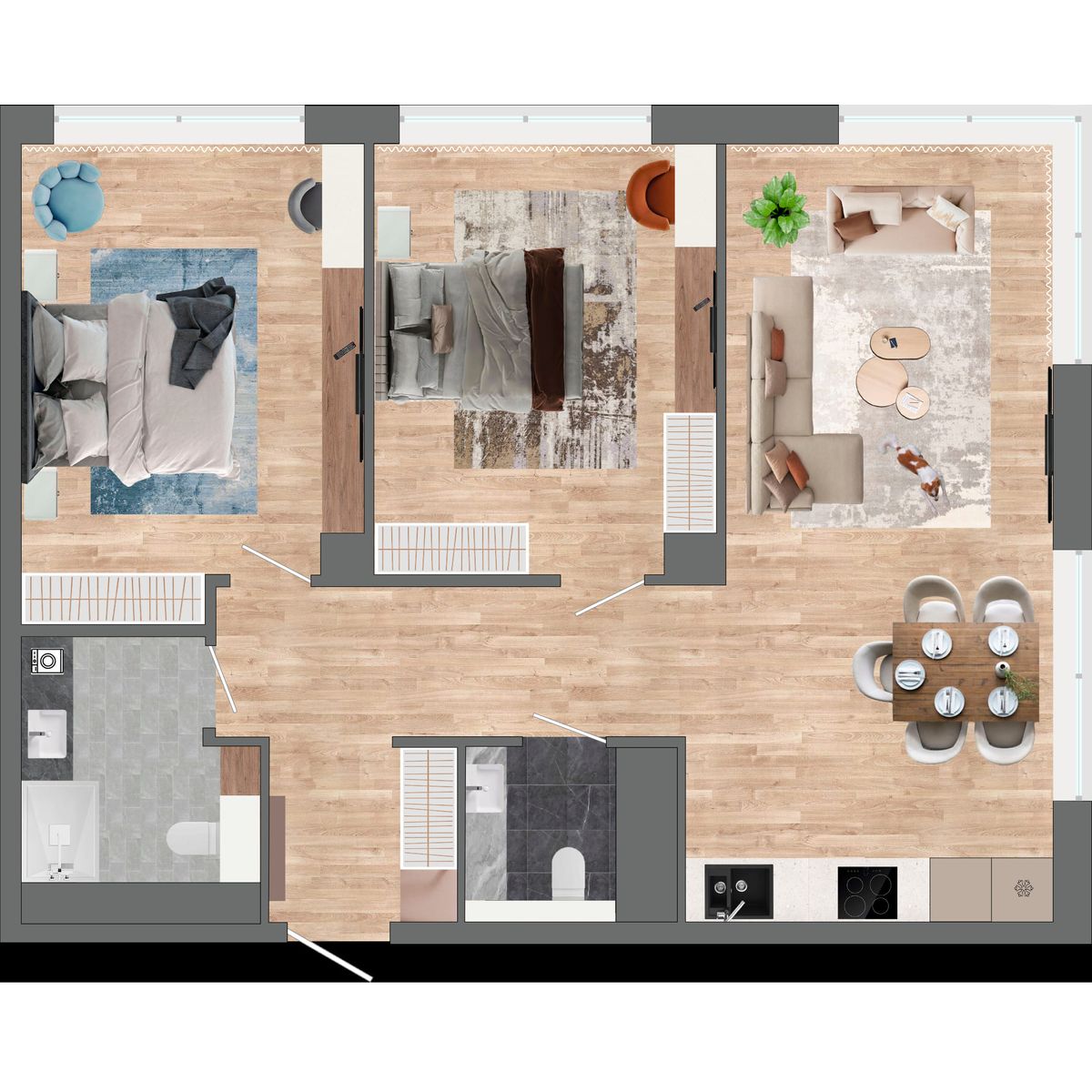 2-комнатная, 71.47 м², № 257 в Сады Маковского