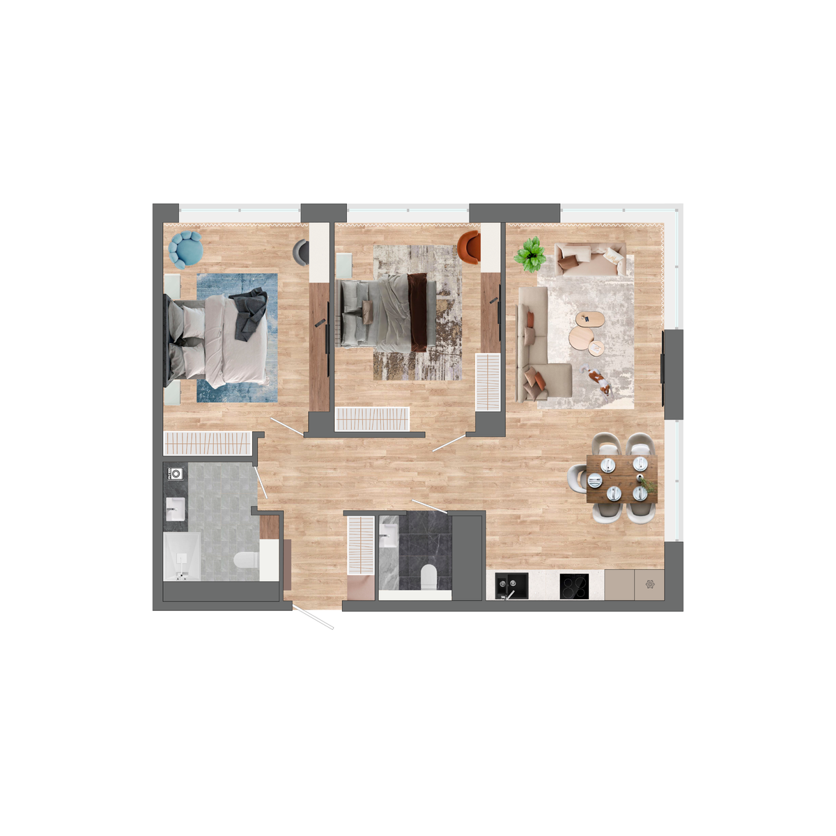 2-комнатная, 71.8 м², № 78 в Сады Маковского