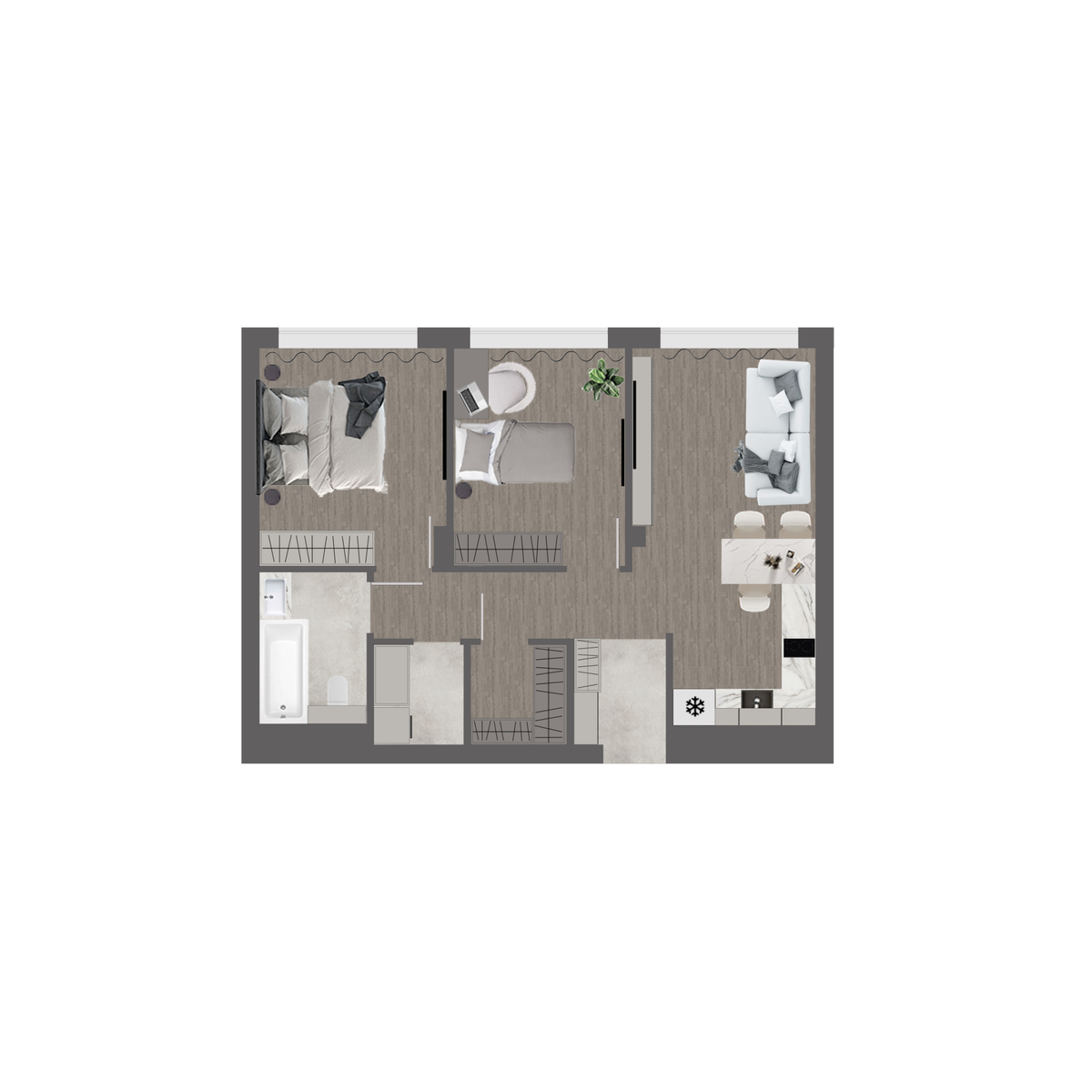 2-комнатная, 69.9 м², № 95 в Сады Маковского
