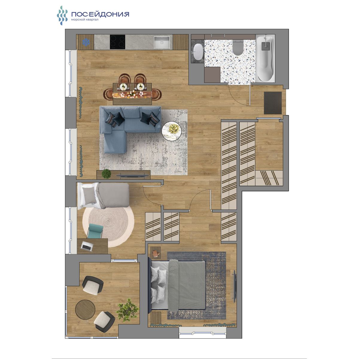 2-комнатная, 69.5 м², № 323 в Посейдония