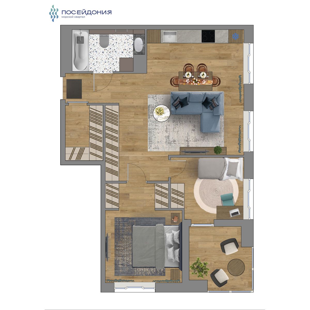2-комнатная, 69 м², № 280 в Посейдония