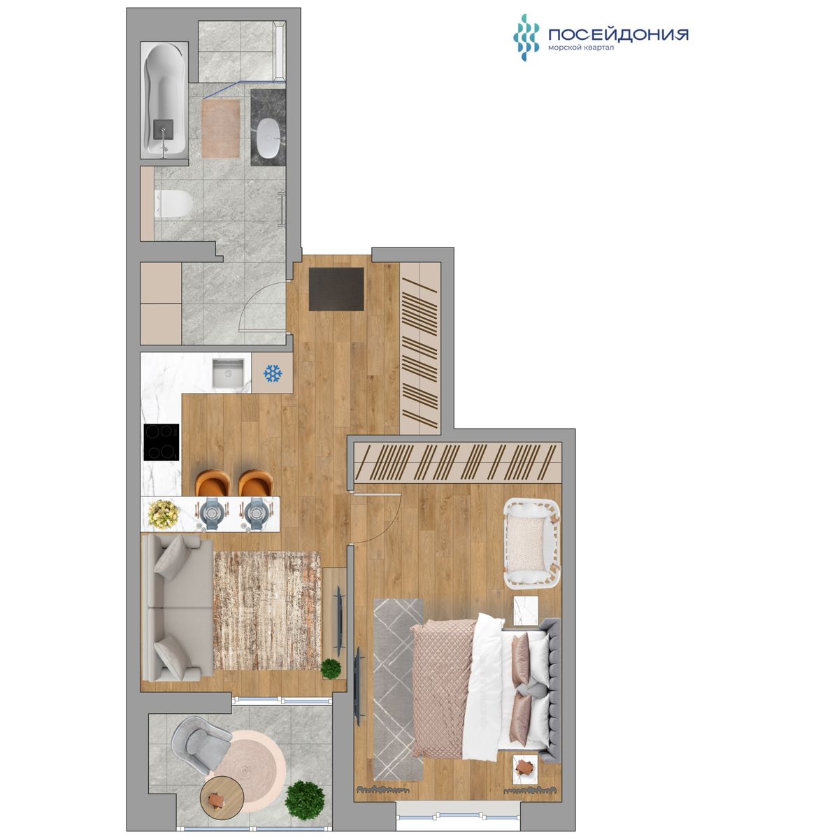 1-комнатная, 44.7 м², № 311 в Посейдония