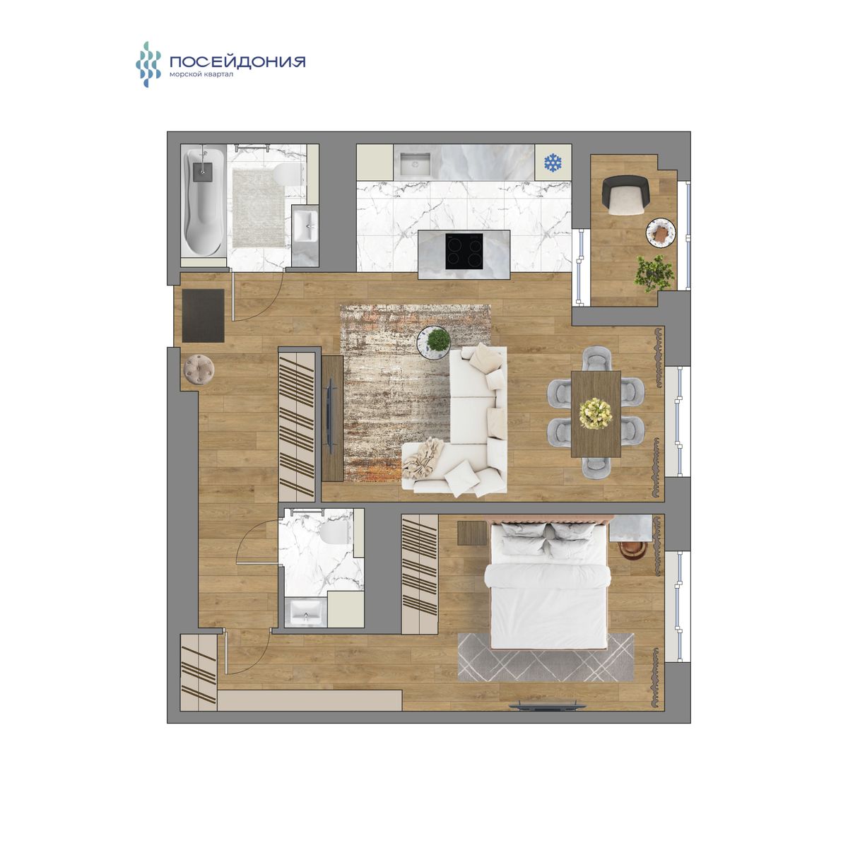 2-комнатная, 63.6 м², № 427 в Посейдония