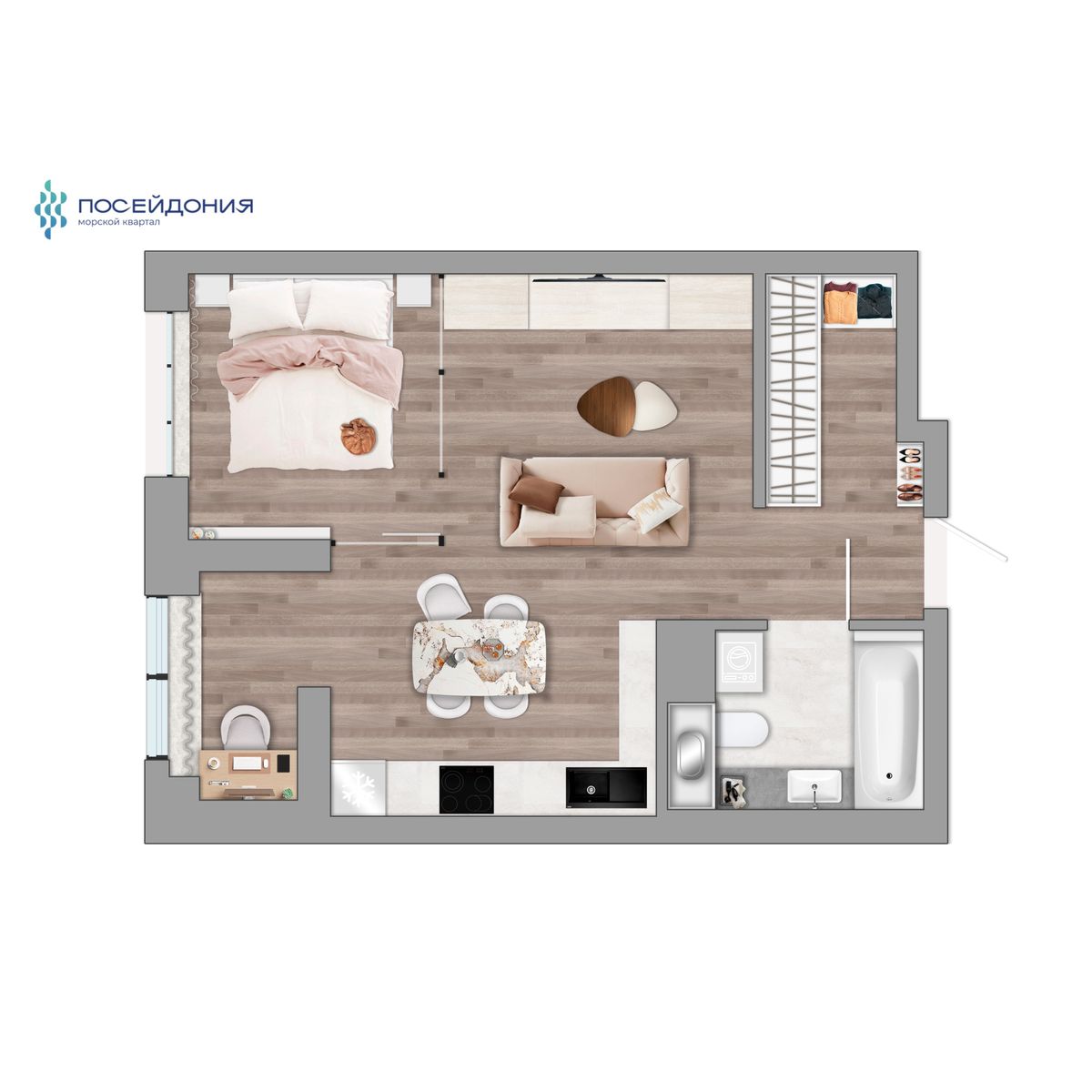 2-комнатная, 40.1 м², № 207 в Посейдония
