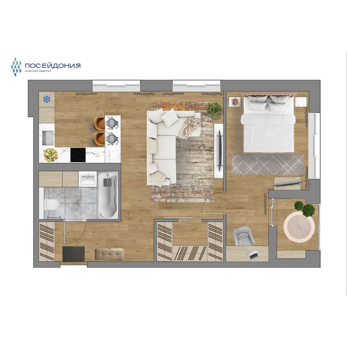 2-комнатная, 59.4 м², № 141 в Посейдония