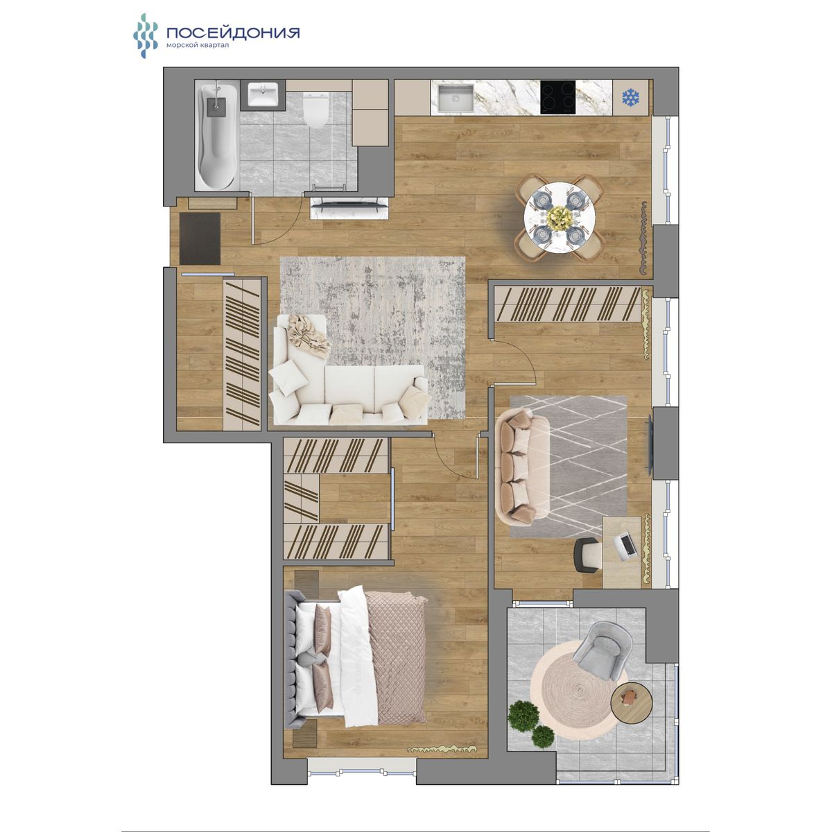 2-комнатная, 69.5 м², № 4 в Посейдония