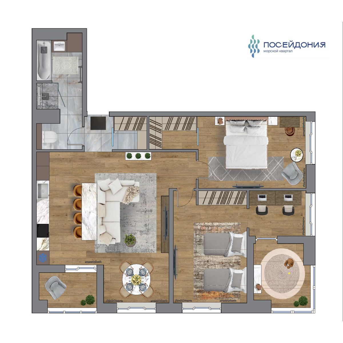 2-комнатная, 89.8 м², № 212 в Посейдония