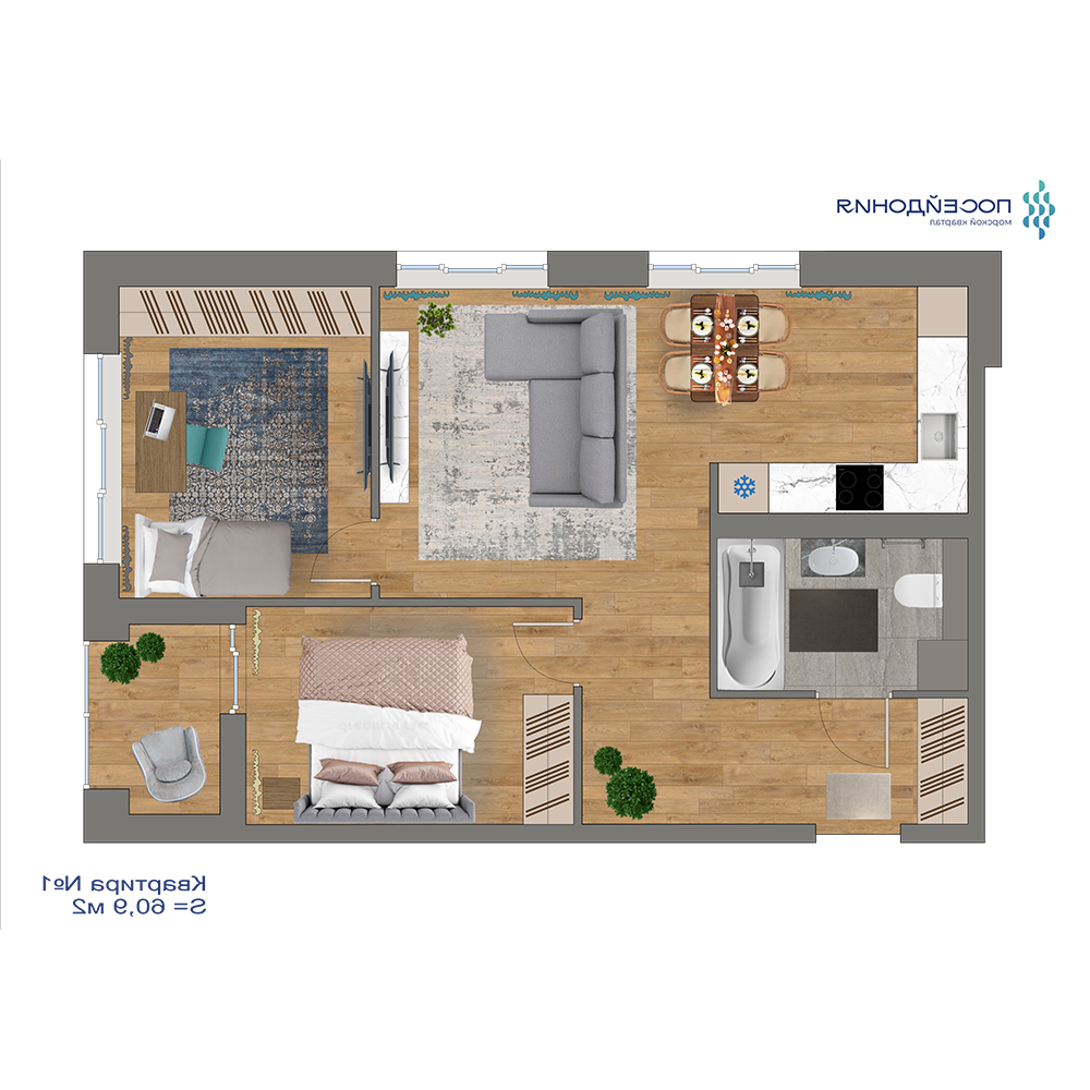 2-комнатная, 59.2 м², № 216 в Посейдония