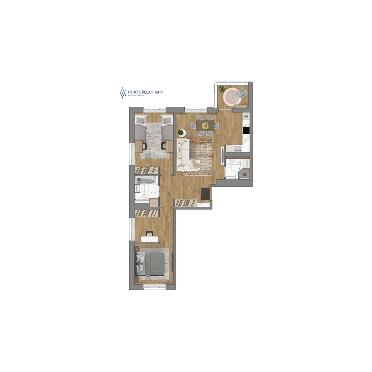 2-комнатная, 78.7 м², № 45 в Посейдония