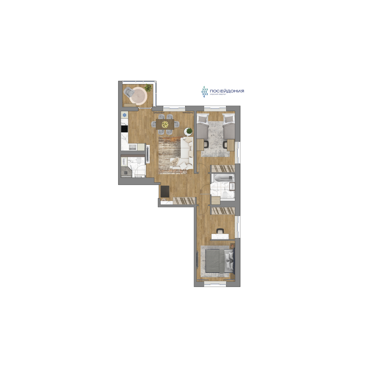 2-комнатная, 79.4 м², № 26 в Посейдония
