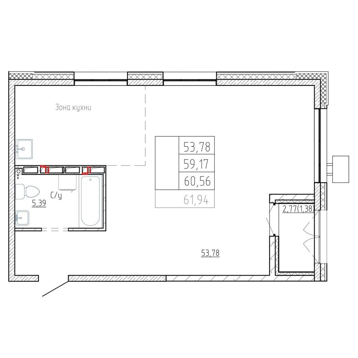 2-комнатная, 59.2 м², № 189 в Посейдония