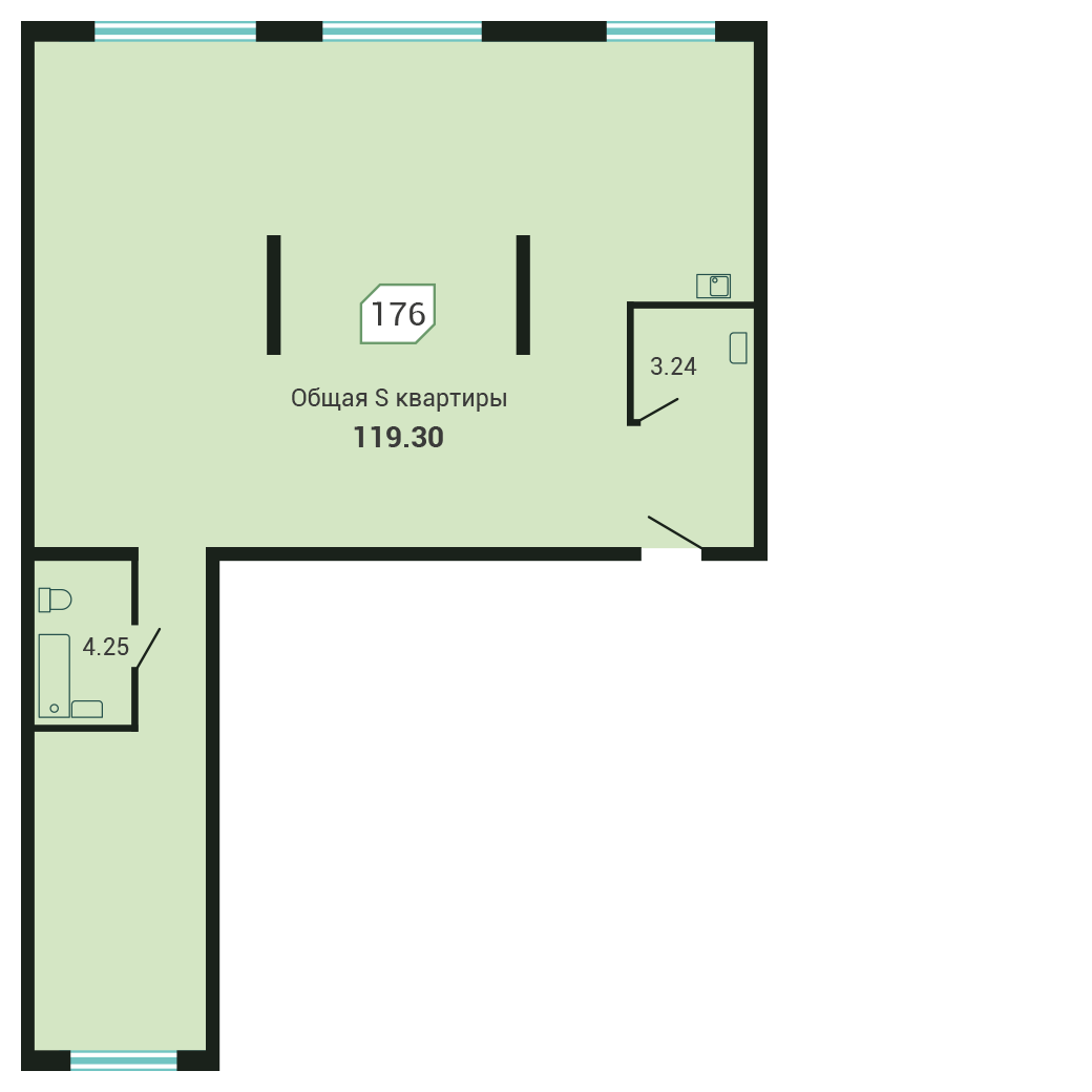 4-комнатная, 119.1 м², № 176 в Четыре Горизонта