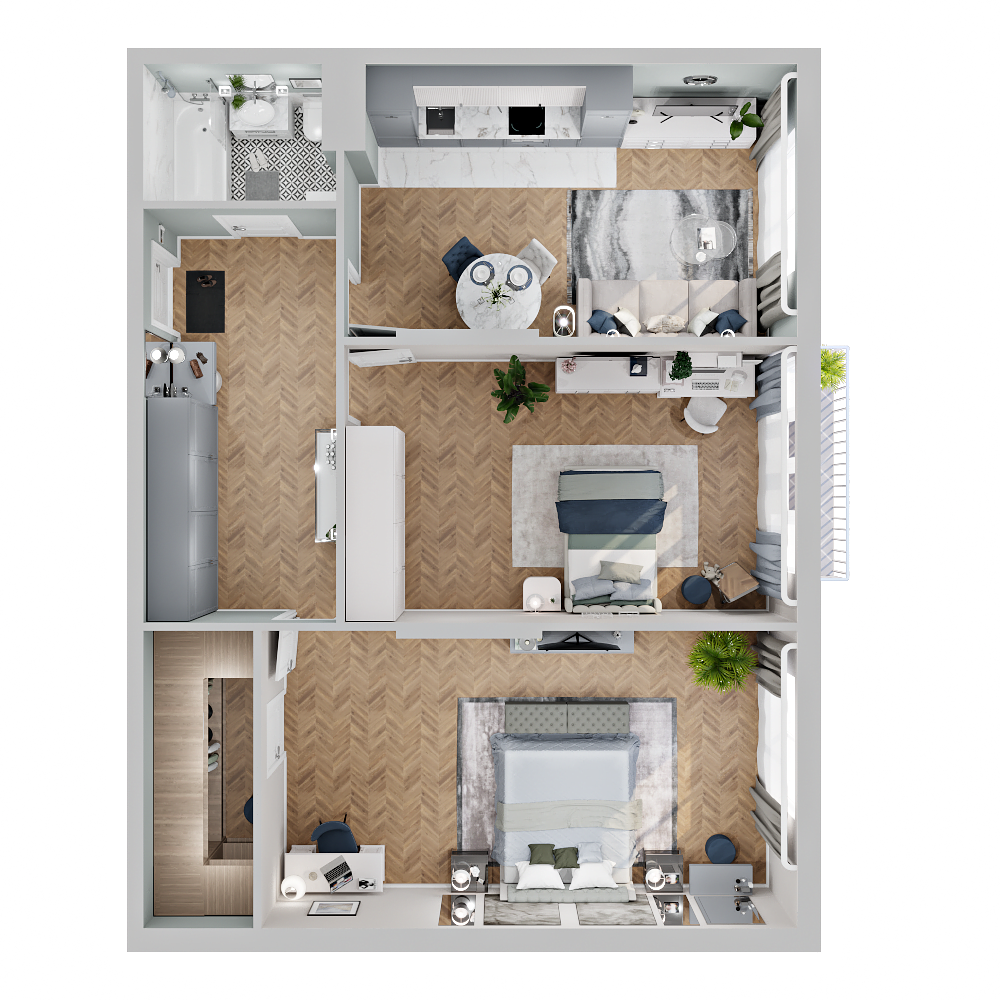 3-комнатная, 90.5 м², № 222 в Четыре Горизонта
