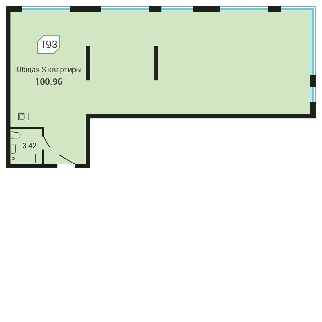 4-комнатная, 100.8 м², № 193 в Четыре Горизонта