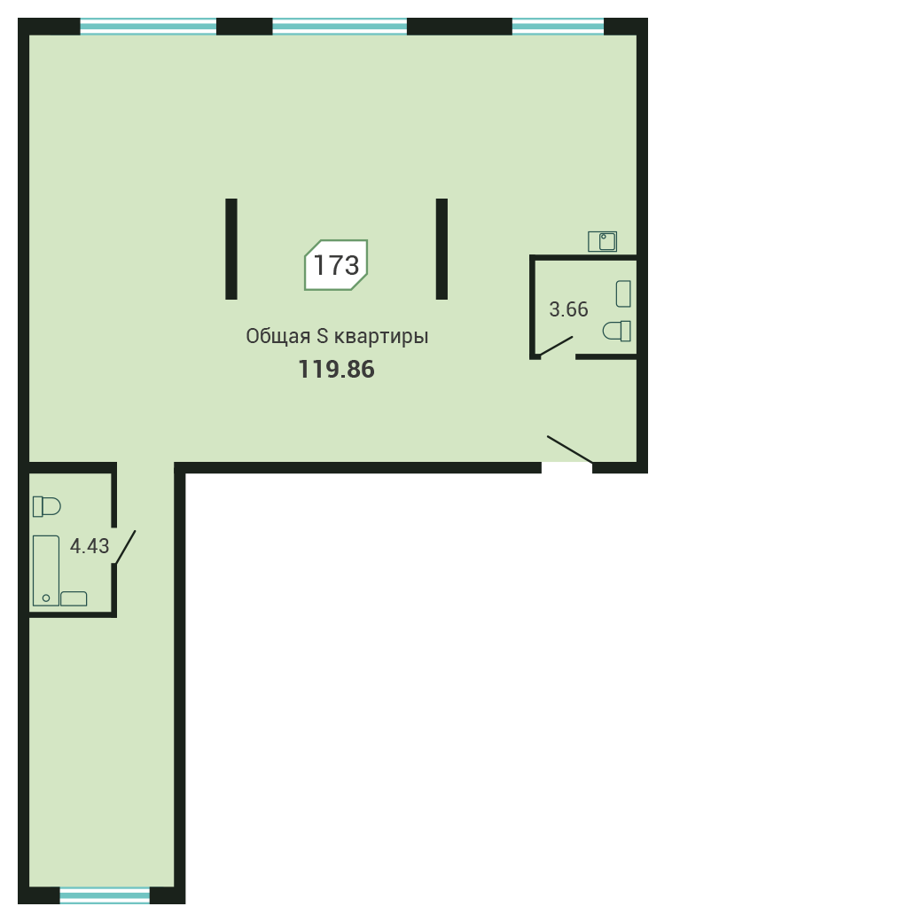 4-комнатная, 119.3 м², № 173 в Четыре Горизонта