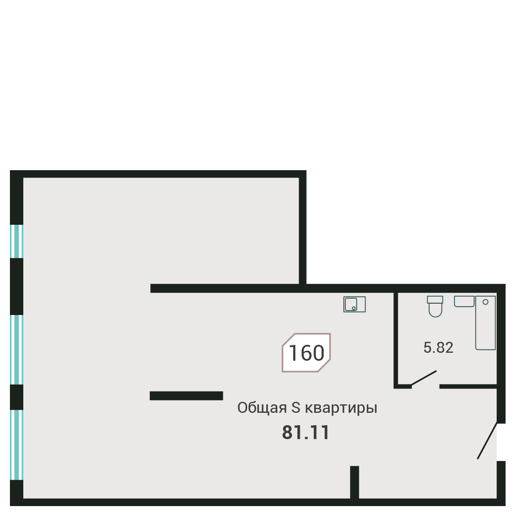 3-комнатная, 81 м², № 160 в Четыре Горизонта
