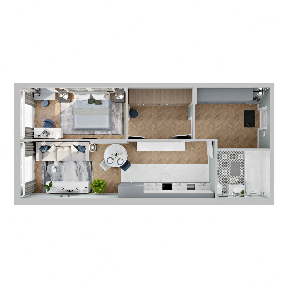 1-комнатная, 62.7 м², № 166 в Четыре Горизонта