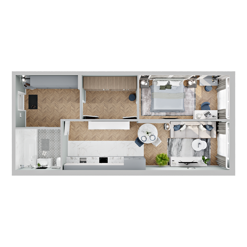 1-комнатная, 62.5 м², № 195 в Четыре Горизонта
