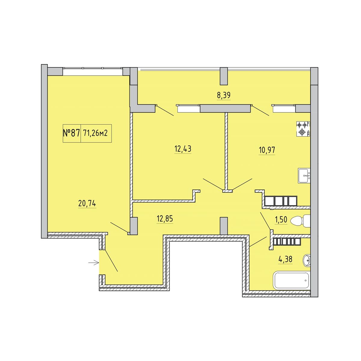 2-к, 67.06 м² · Гриновский
