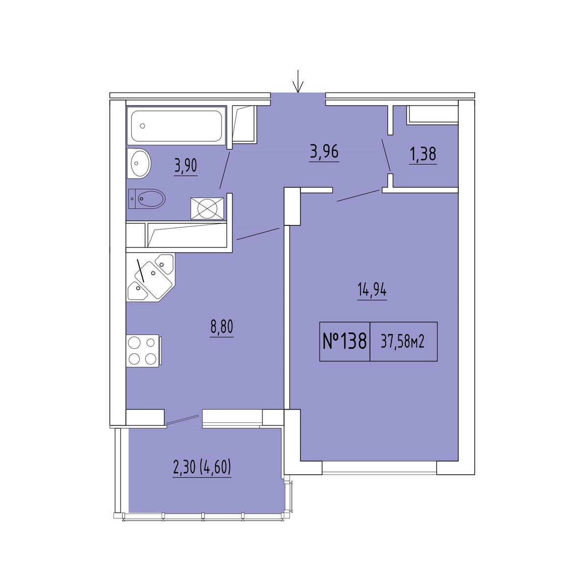 1-к, 35.28 м² · Гриновский