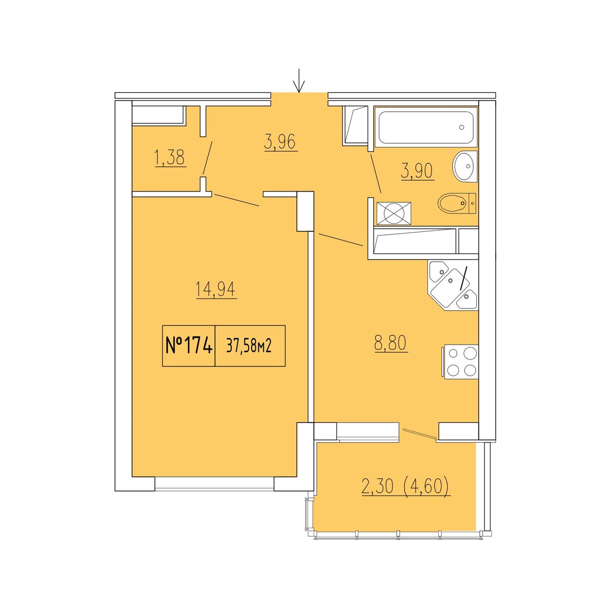 1-к, 35.28 м² · Гриновский
