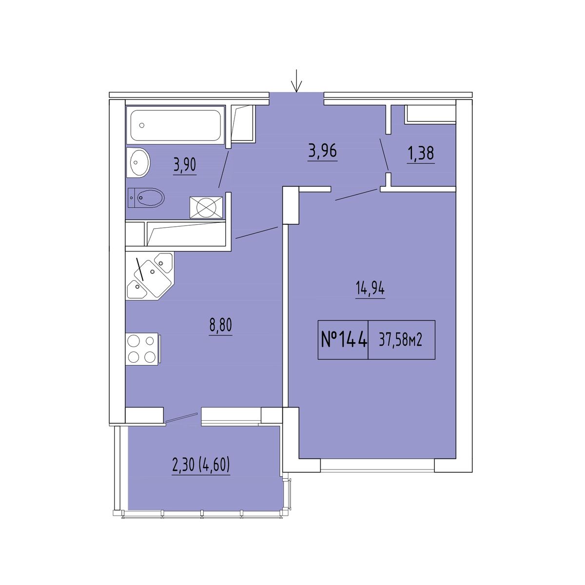 1-к, 35.28 м² · Гриновский