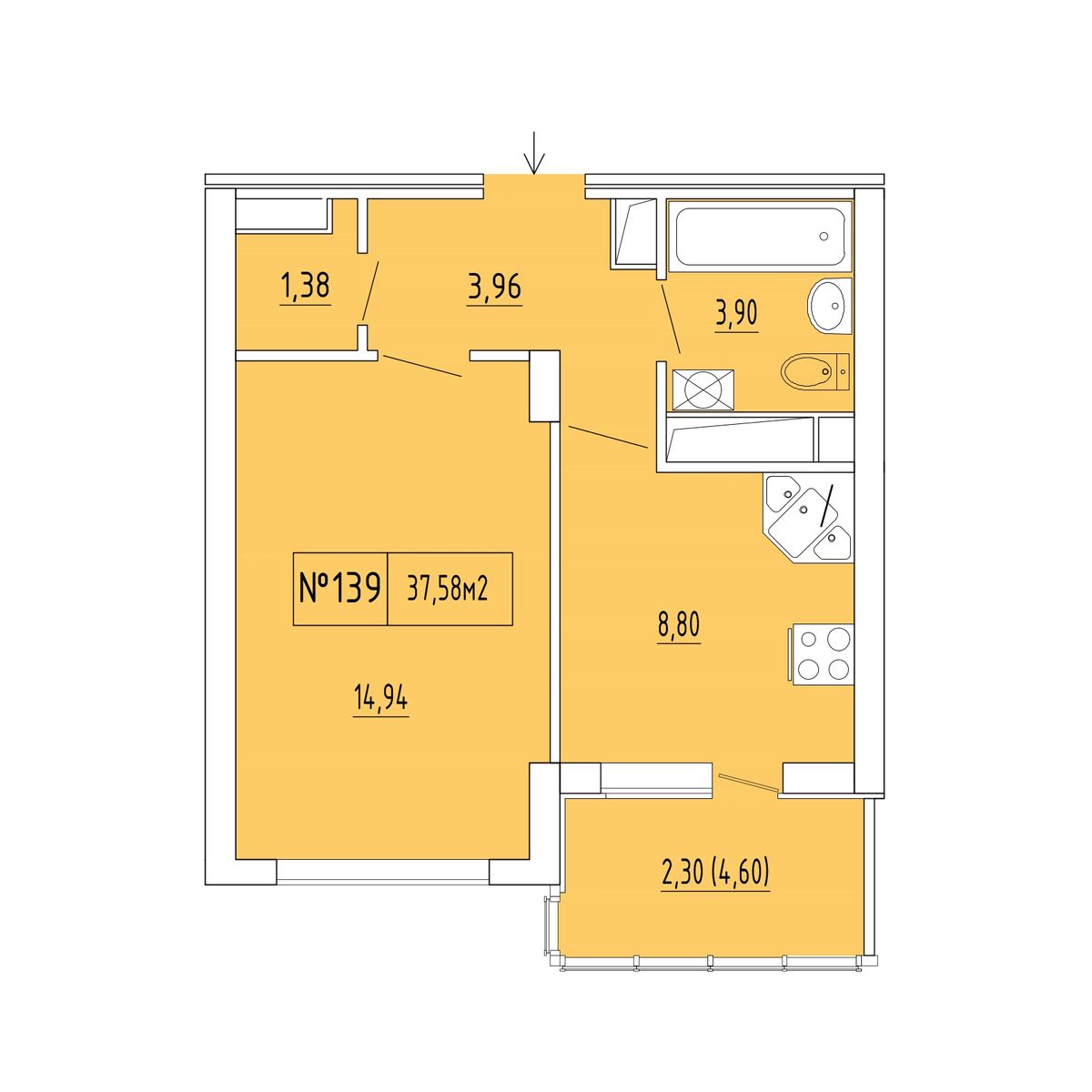 1-к, 35.28 м² · Гриновский