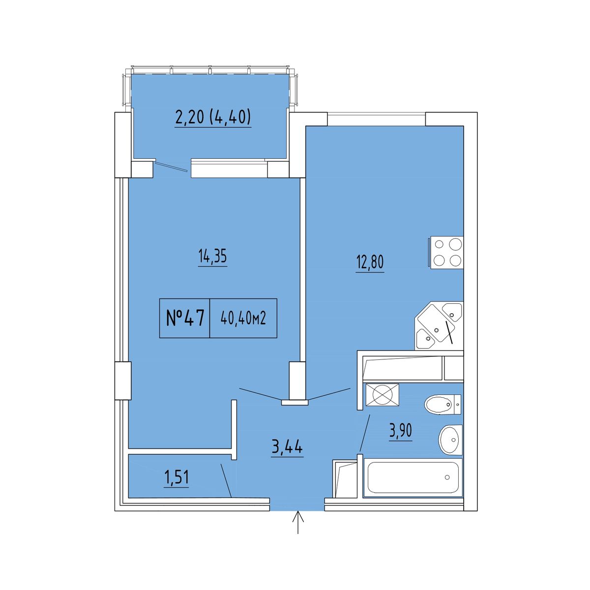 1-к, 38.2 м² · Гриновский