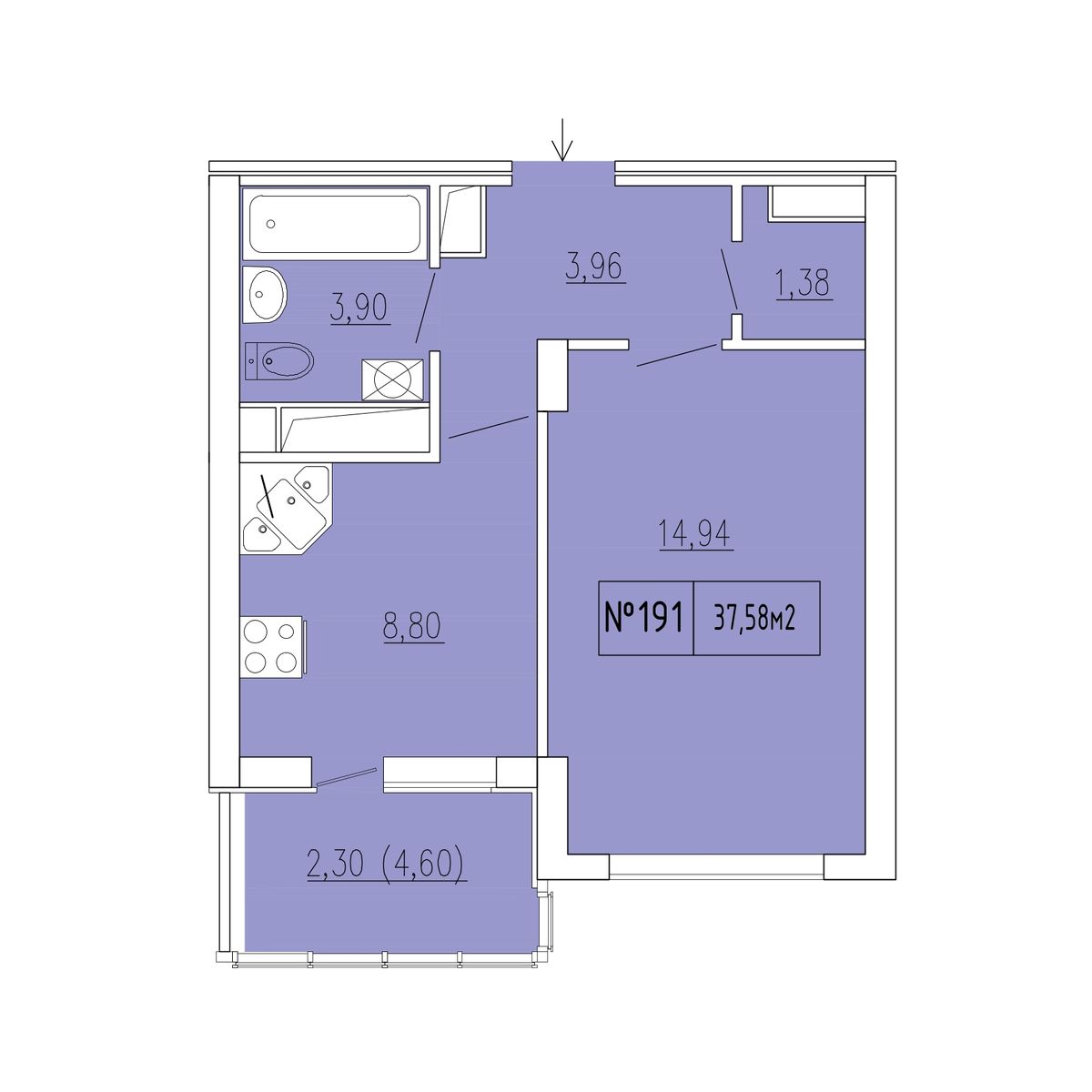 1-к, 35.28 м² · Гриновский