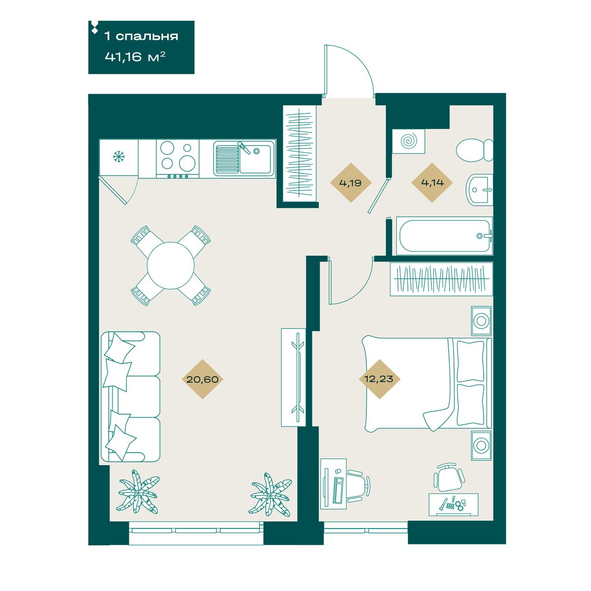 Планировка 1-комн.