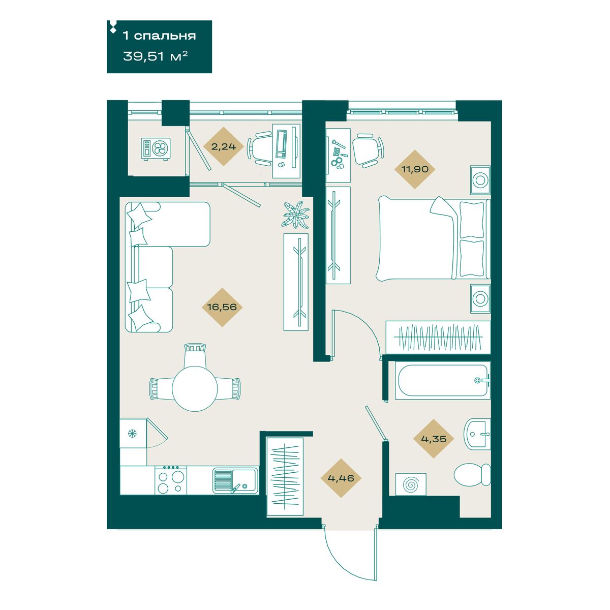 Планировка 1-комн.