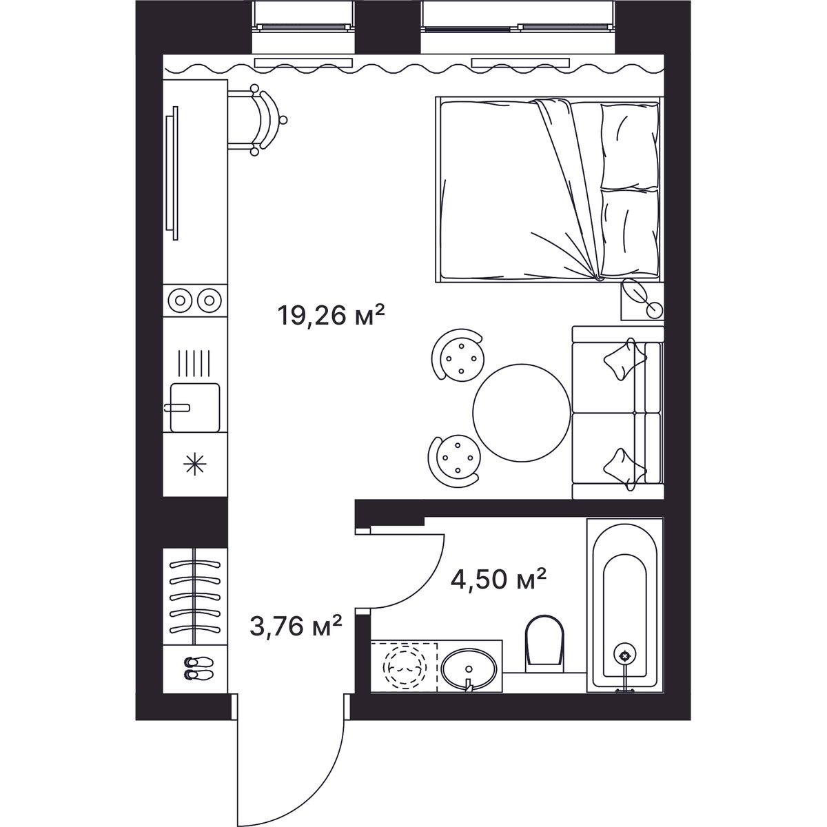 студия, 27.5 м2, ЖК «ГАГАРИН»