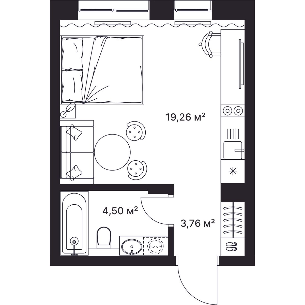 27.5 кв.м, ЖК «ГАГАРИН» 27.5 кв.м, ЖК «ГАГАРИН»