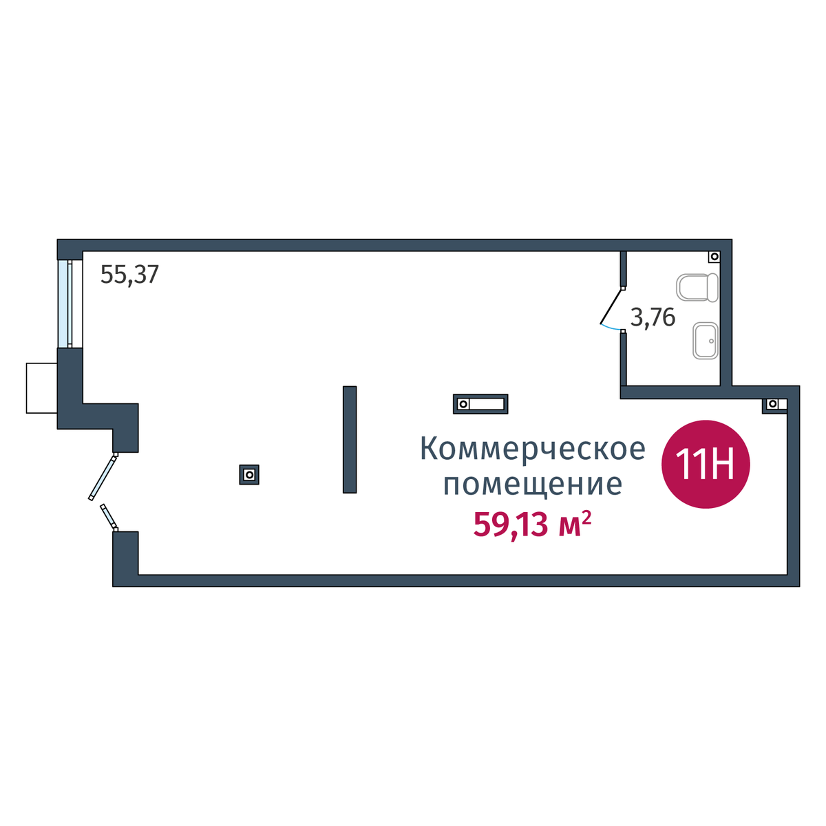 Планировка Коммерческое помещение №11Н, 59.13 м²