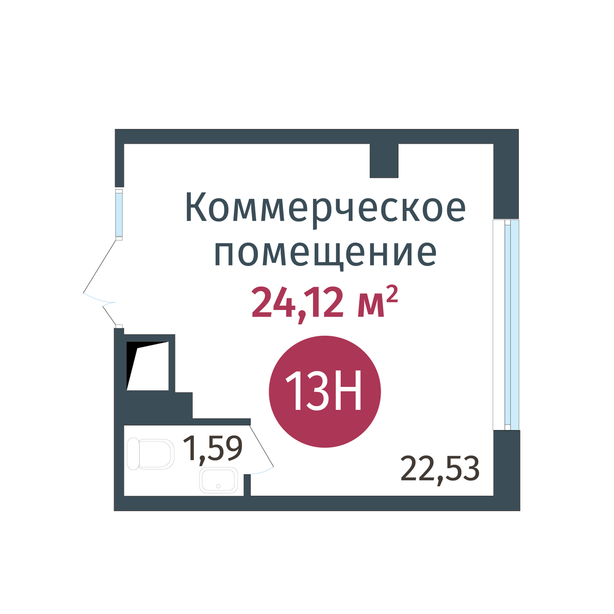 Планировка Коммерческое помещение №13, 24.12 м²